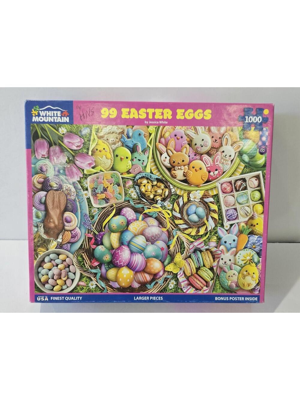 White Mountain 99 Easter Eggs 1000 Pc Puzzle 2025 Jessica White